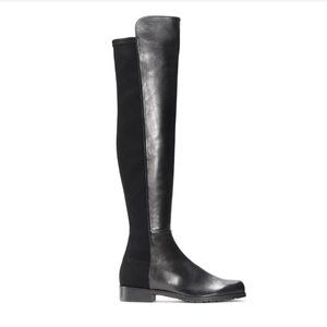 Stuart Weitzman Over the Knee 5050 Boot in Black Napa Leather, Size 8.5